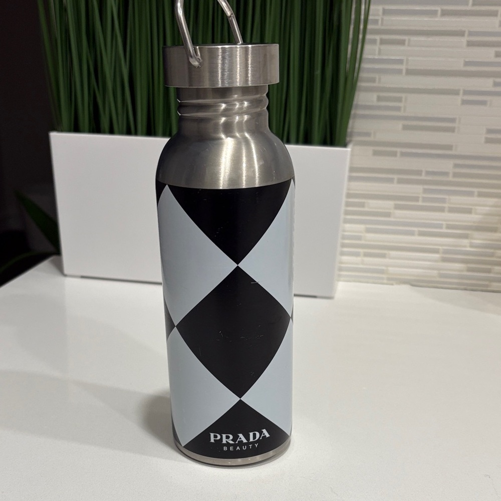 Prada Black and Silver Water Bottle